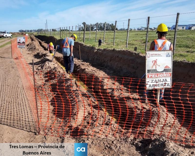 CAMUZZI: obras de alimentación en Tres Lomas, Provincia de Buenos Aires